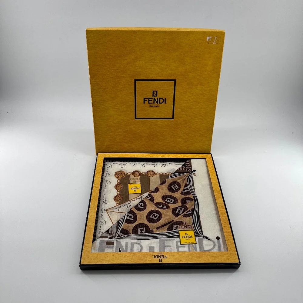 NWT - Perfect as a Present - 2 Fendi Scarfs in original box - Vintage - Picture 4 of 4